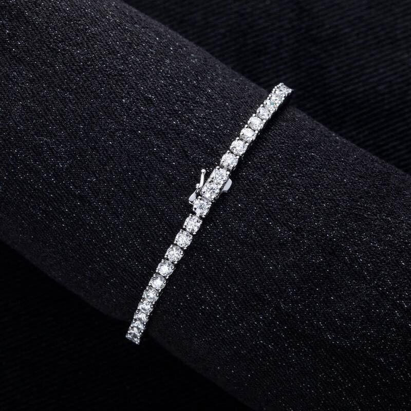 MossanRappr 3mm 5.2-6.5cttw Moissanite Dia Tennis Bracelet Sterg Sier Iced Out Hip Hop Jewelry Gifts for Men Women