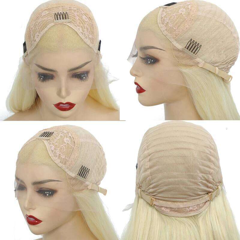 Light Straight Women Cosplay Synthetic Wig Silk Long Bubble Heat Fiber Lace Front Wigs Pink Fashion Hair