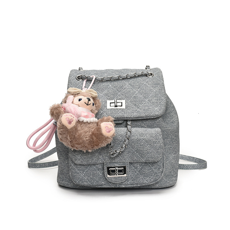 Chanel Style Quilted Chain Small Backpack For Women 2025 New Casual Student School Bag Niche Free Shipping Denim-like Designer Bag Double Shoulder Bag