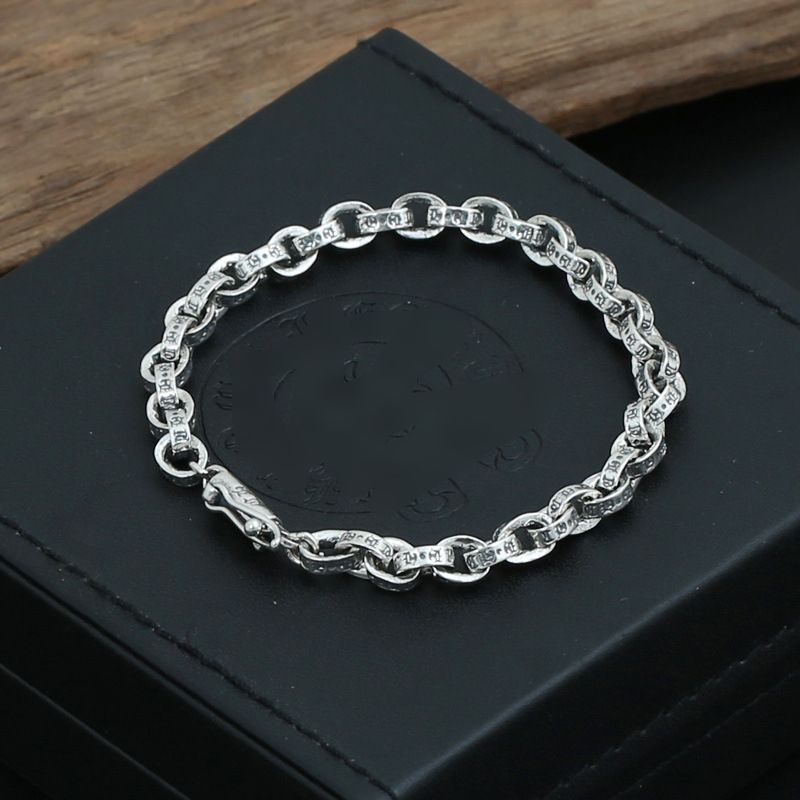 High quality Cross Bangles Designer Fashion Vintage Chromers Thai Silver Classic Unisex Bracelet Heart Hip hop Cross Dice Detail Chain women men Accessory jewelry