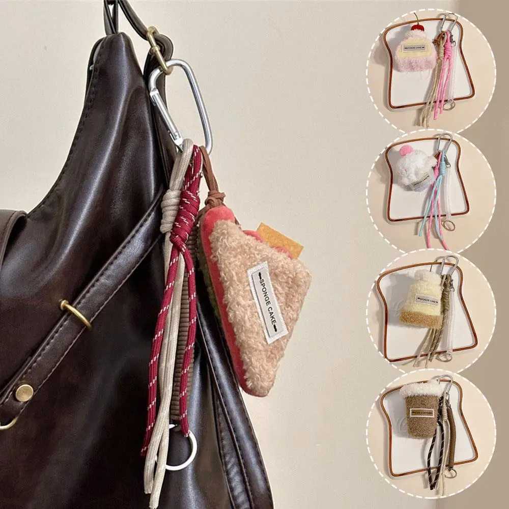 Cute Plush Cake Sand Coffee Shape Weaving Rope Y2k Bag Pendant Keychain DIY Phone Ornament Charm Bag Hanging Decoration W250604
