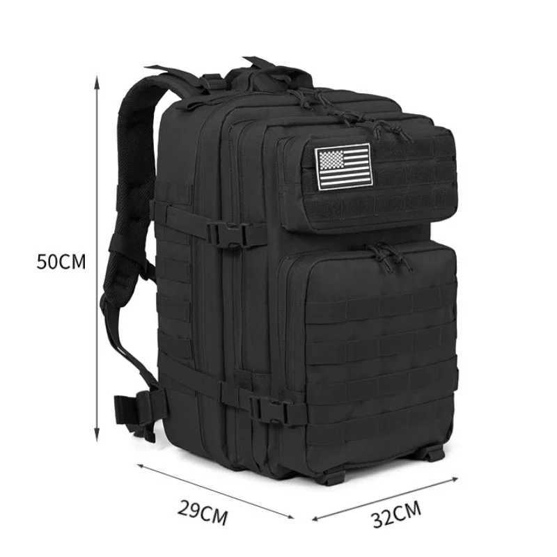 45L Tactical Backpack 3P Bag Assault Backpack Outdoor 3 Days Travel Waterproof Climbing Rucksack Camping Hiking Hunting Backpack W250603