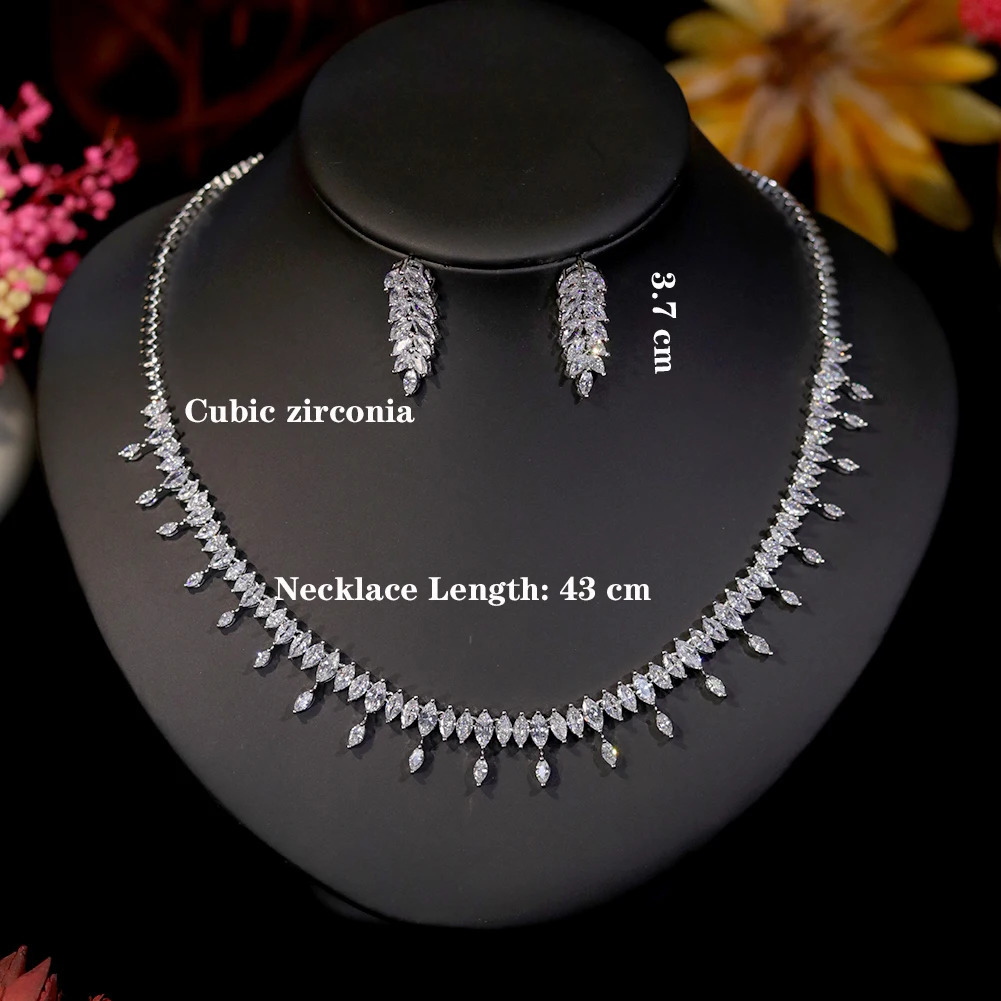 CZ Simple Earring Necklace For Women Elegant Bridal Wedding Jewelry Set Bridesmaid Dinner Party Accessories Gifts X0477 250530