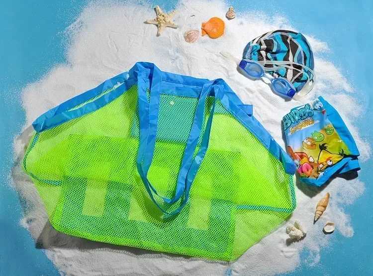 Portable Beach Bag Foldable Mesh Swimming Bag For Children Beach Toy Baskets Storage Bag Kids Outdoor Swimming Waterproof Bags W250603