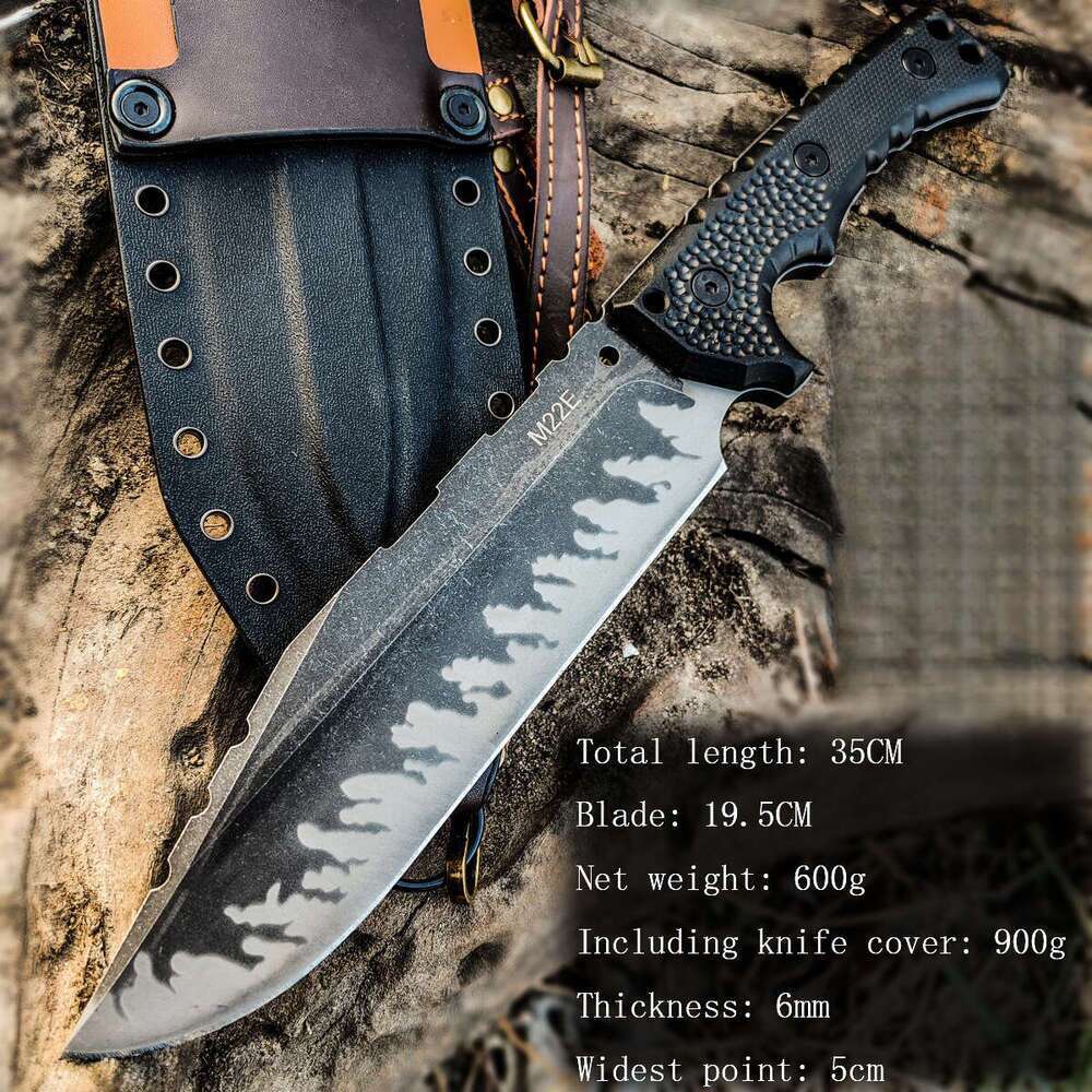 Outdoor obstacle removal and chopping integrated keel straight high hardness wilderness survival self-defense portable military knife, long version