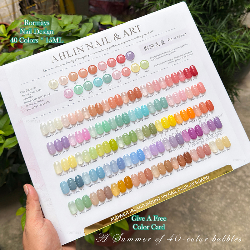 Rormays spring summer transparent gel polishing 40PCS mixed varnish semi permanent macaron jelly color ultraviolet LED ice cream Wholesale factory