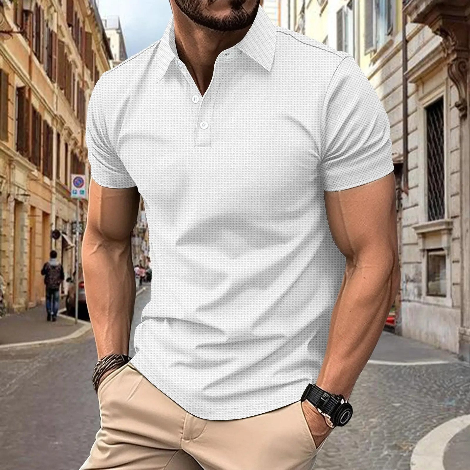 2025 European and American crossborder summer mens casual shortsleeved midstretch comfortable small checkered POLO shirt 250604Z