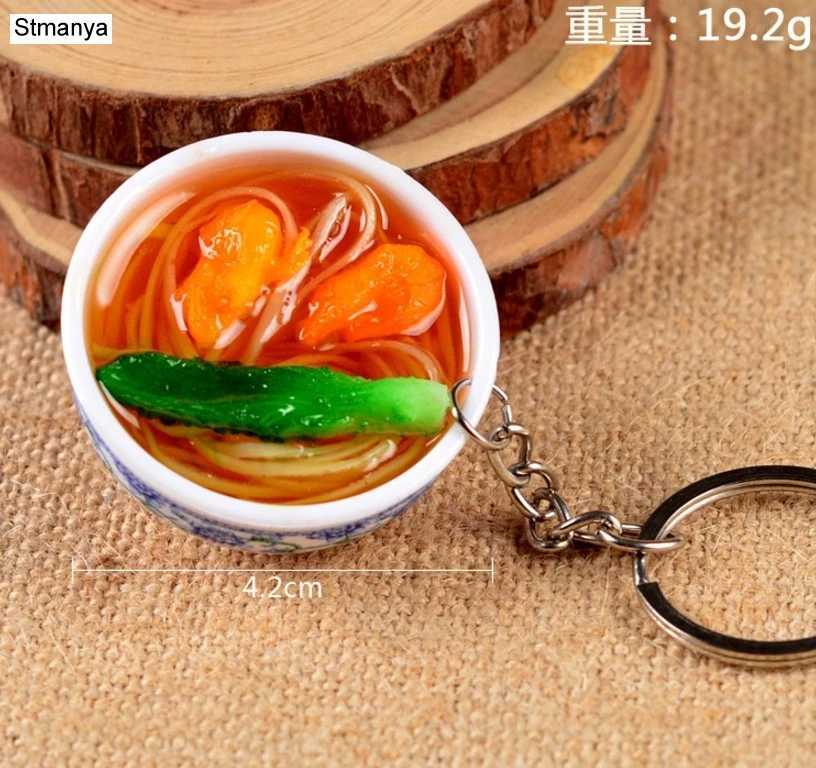 New Simulation Food Key Chains Noodle New Keychain Chinese Blue and White Porcelain Food Bowl Mini Bag Pendant #17169 W250604