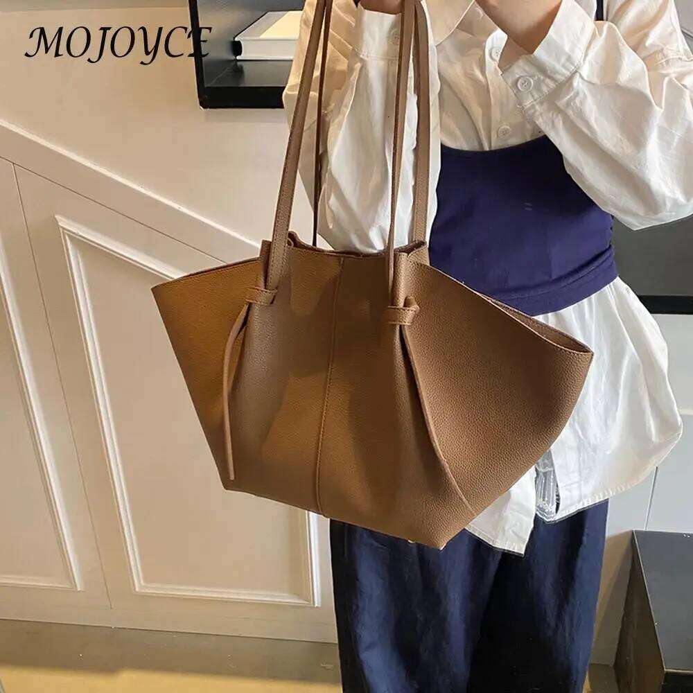 Women's Bags Designer Women Fashion Shoulder Large Capacity PU Leather Simple Purse Solid Color Slouchy Tote Bag Ladies Travel Handbag