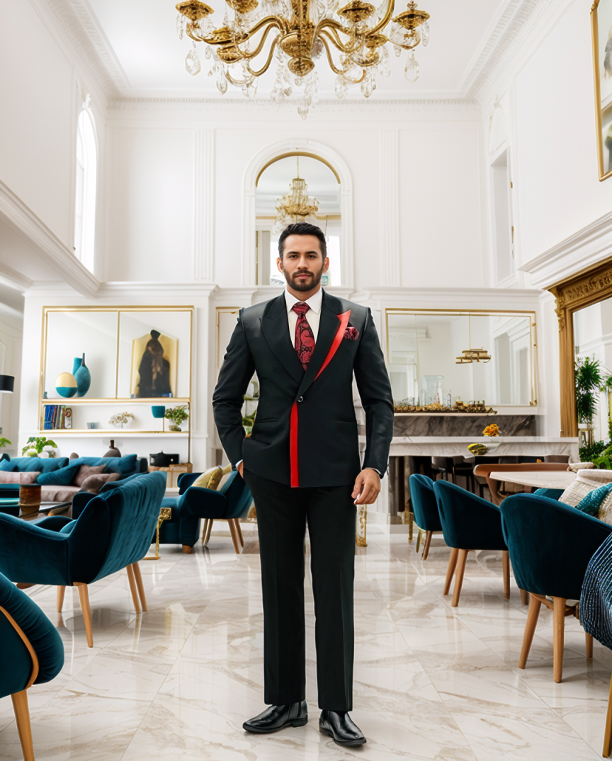 Classic Wedding Tuxedos Handsome Men Suits With Peaked Lapel 2 Pieces Set Jacket Vest Business Blazers Customized High Quality