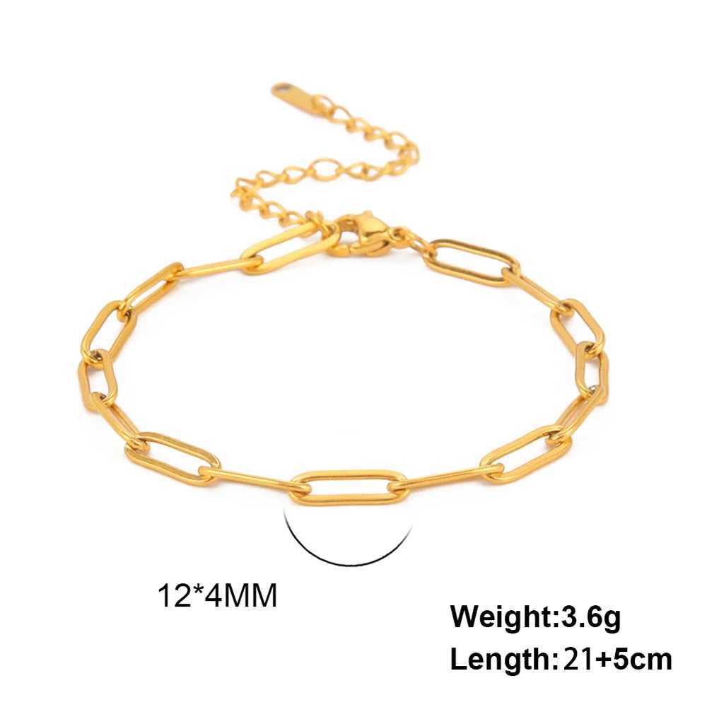Skyrim Paperclip Link Chain Anklet Women Stainless Steel Gold Color Summer Beach Leg Ankle Bracelet Jewelry Friendship Gift W250604