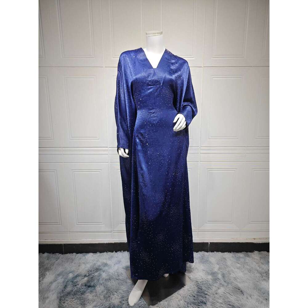 Mq180 Muslim Modest Women's Clothing Arab Fashion Abaya Exquisite Rhinestone Pullover Robe B5