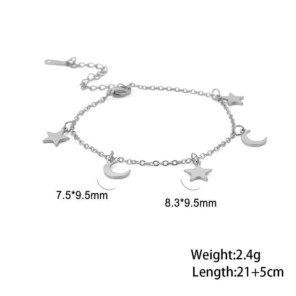 Teamer Classic Star Moon Anklet Stainless Steel Ankle Jewelry for Women Girls Summer Outdoor Beach Lightweight Accessories No Rust W250604