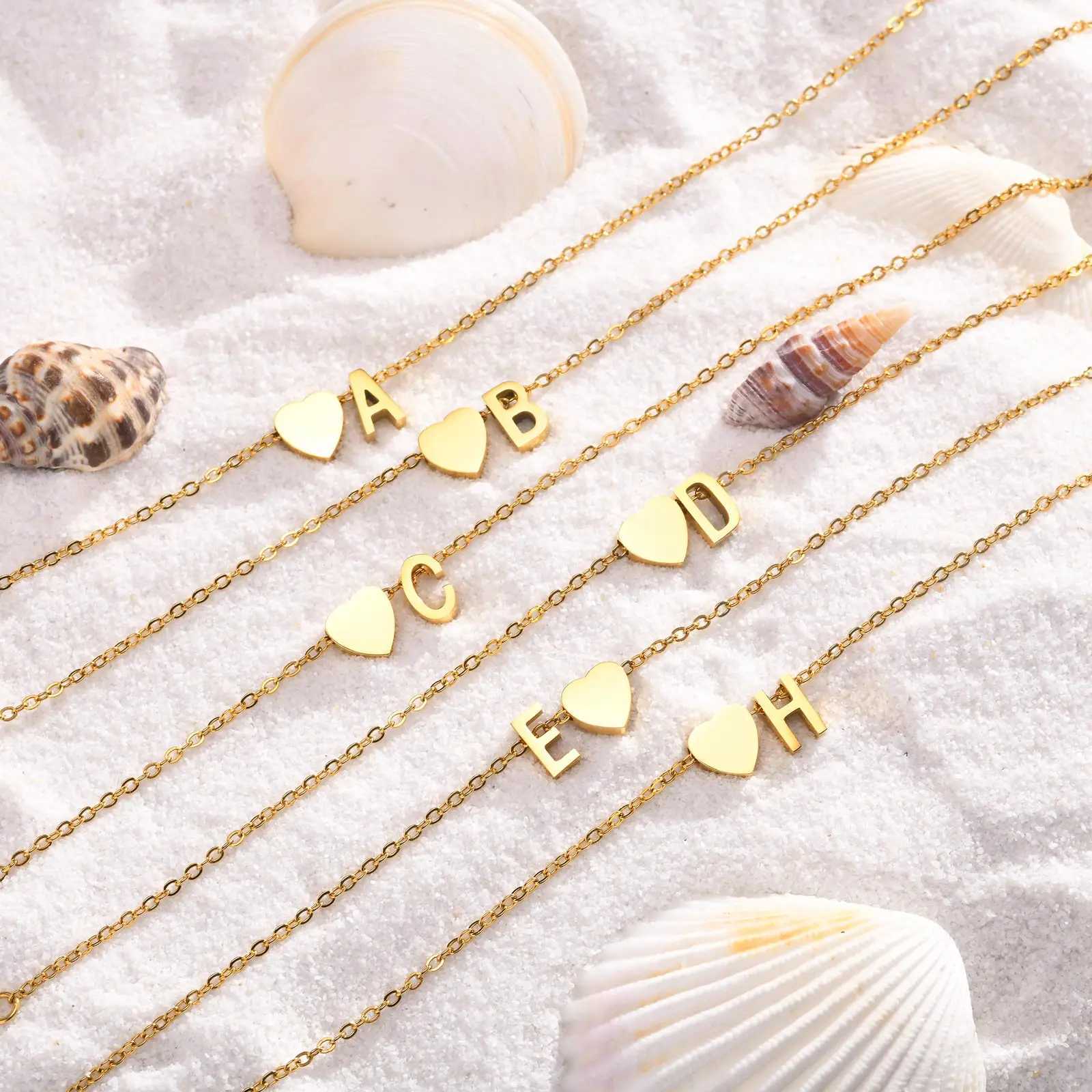 Bohemia A-Z Letter Initial Anklet for Women Gold Color Heart Alphabet Ankle Bracelet Beach Party Travel Fashion Foot Jewelry W250604