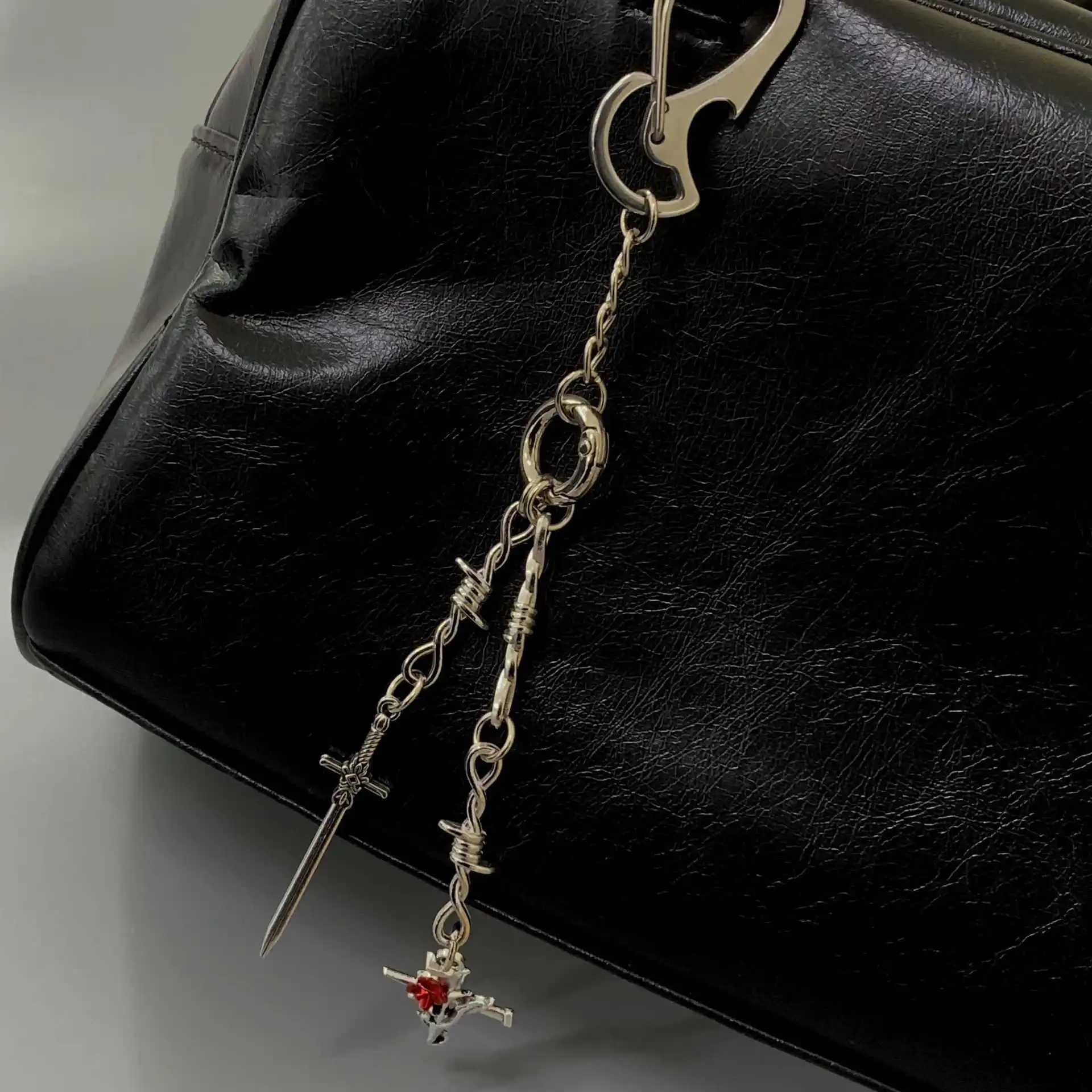 NEW Fashionable Metal Keychain Sword And Rose High-Grade Creative Waist Bag Charm Pendant Accessories Gift W250604