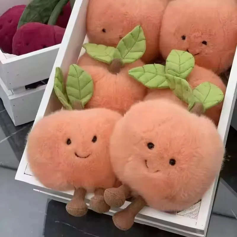 2025 Jelly Cat Peach Pear Cherry Plush Doll Smiling Face Fruit Series Home Bedroom Decoration Pet Interactive Toy Birthday Gift 250604