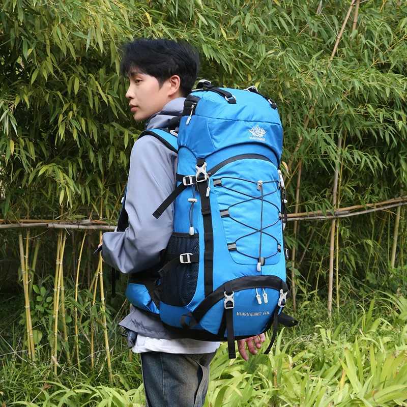60L Hiking Backpack Men Outdoor Waterproof Mountaineering Backpacks Large Capacity Travel Camping Storage Bags 2296 W250603