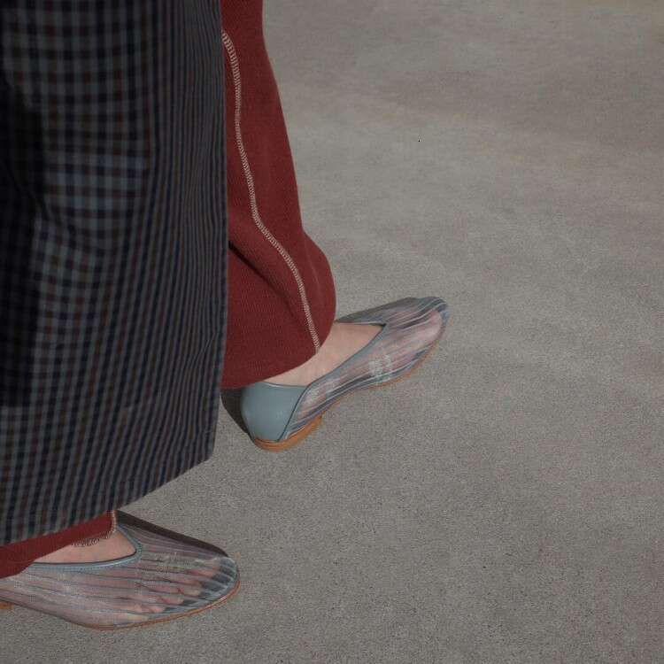 Sheepskin Version Niche Style Pointed Toe Mesh Flat Mary Jane for Women 2025 New Versatile Outdoor Single Shoes