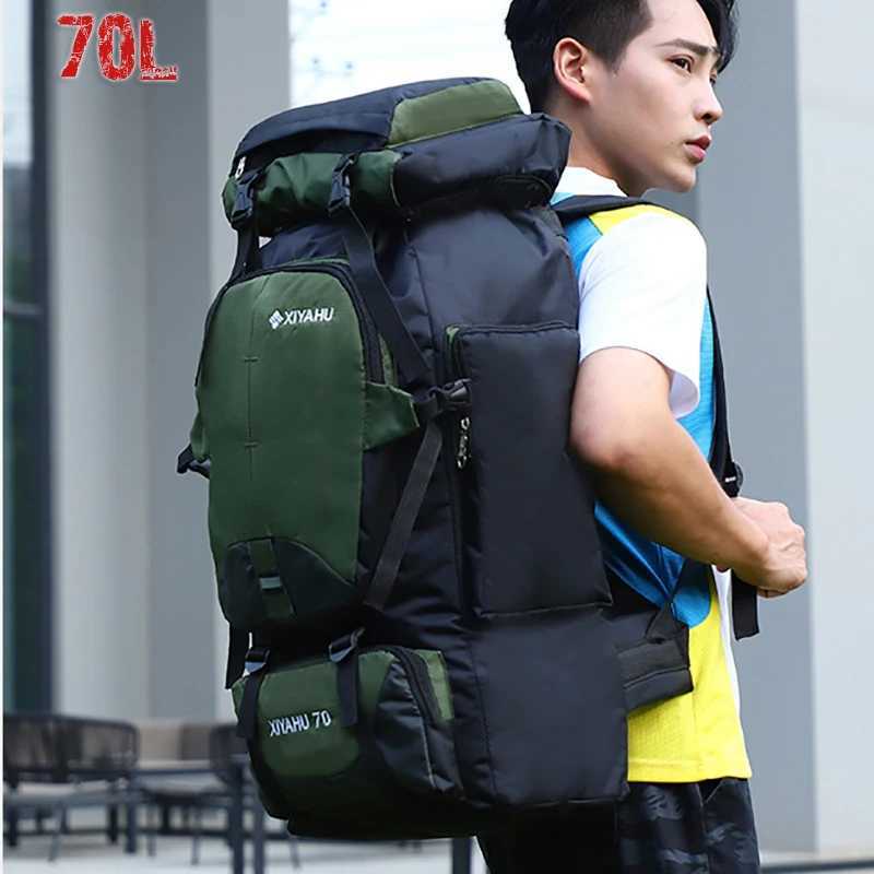 Camping High Capacity Hiking Backpack Women Outdoor Travel Backpack Men Tactics Sports 70L Mountaineering Fishing Waterproof Bag W250603