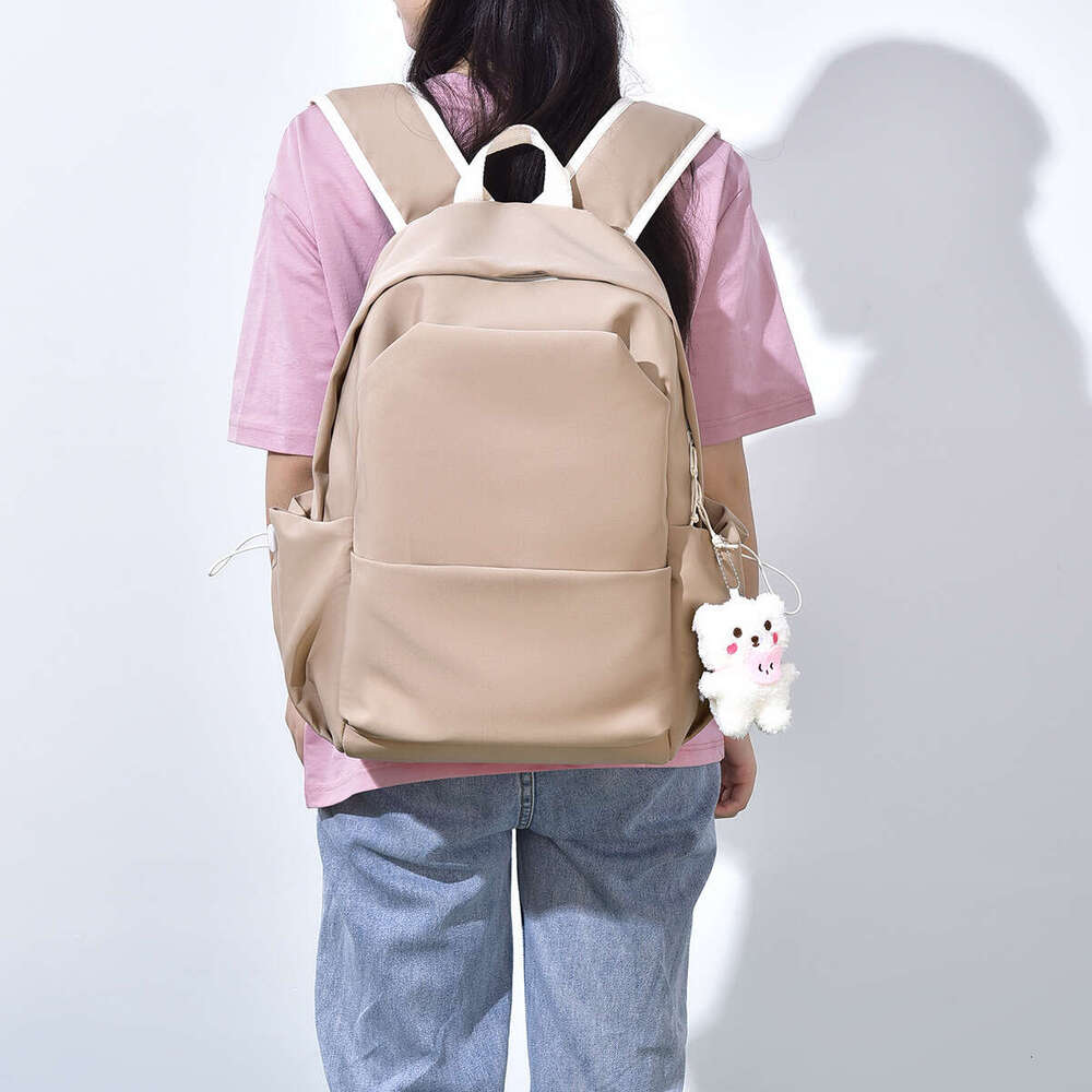Quality Trendy Large Capacity Solid Color Student Backpack Women Korean Versatile College Style School Bag for Men