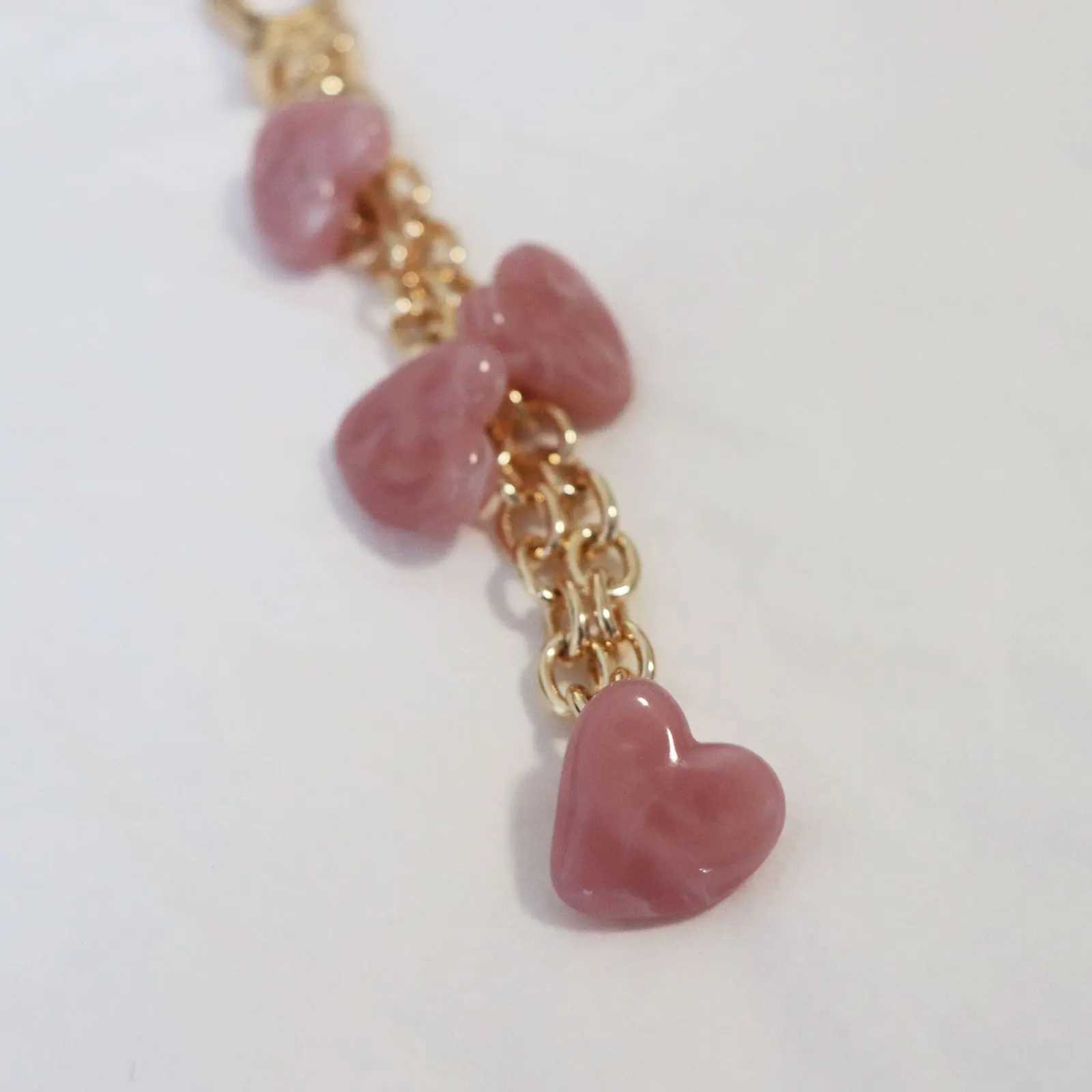 Metal Keychain Bag Charm Decoration Chain Phone Accessory Lanyard Golden Strawberry Bow Heart Shape Shiny Pendant W250604