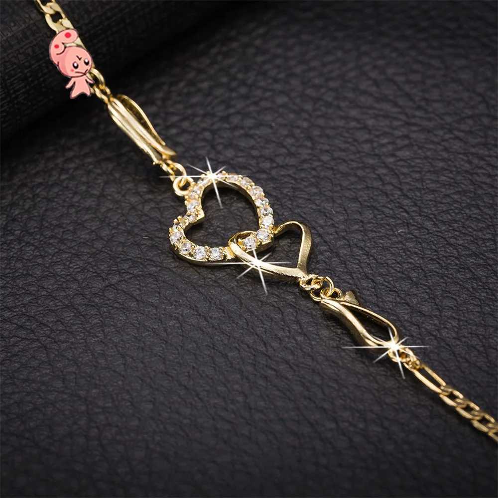 Vintage Hollow White Zircon Love Heart Flower Anklets For Women Gold Color Chain Ankle Bracelet Summer Beach Anklet Boho Jewelry W250604