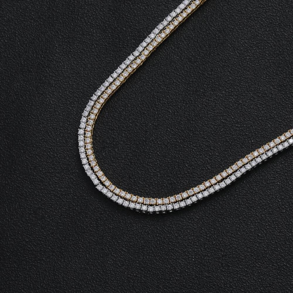 2mm Tennis Chain Necklace brass setting CZ Iced Out Cubic Zirconia BC210