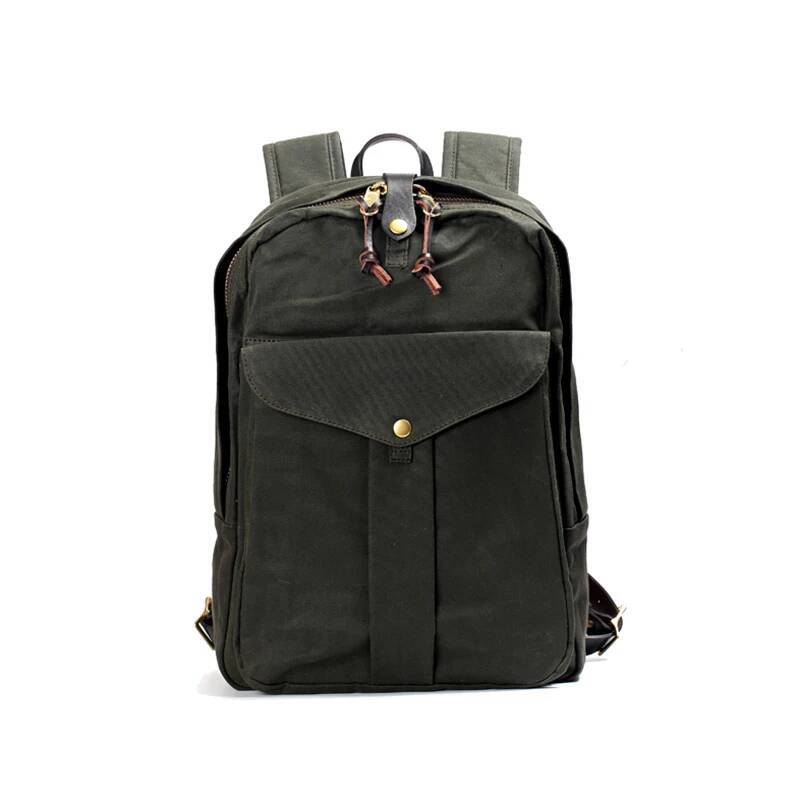 70307 Super Quality American Vintage Waterproof Heavy Wax Canvas Backpack Unisex Computer Travel Bag 15oz