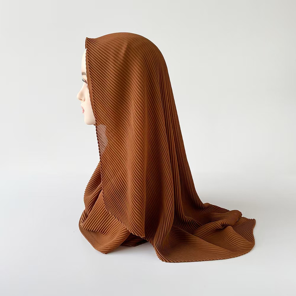 T884 headscarf pearl chiffon wrinkled scarf pleated thin long scarf Arab ladies headscarf