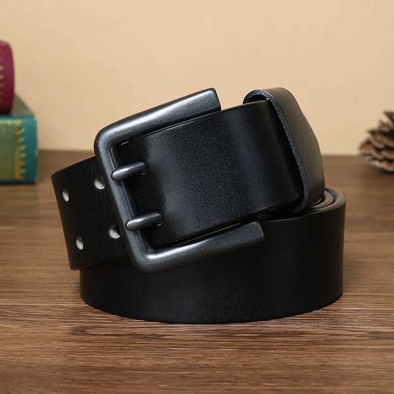4.3CM Widened Double Needle Buckle Belt Mens Genuine Leather Top Layer Cowhide Retro Youth Versatile Casual Belt W250604