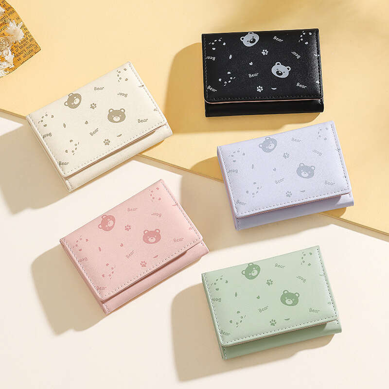 Korean Style Fresh Short 70% off Cute Bear PU Leather Women's Handbag Wallet
