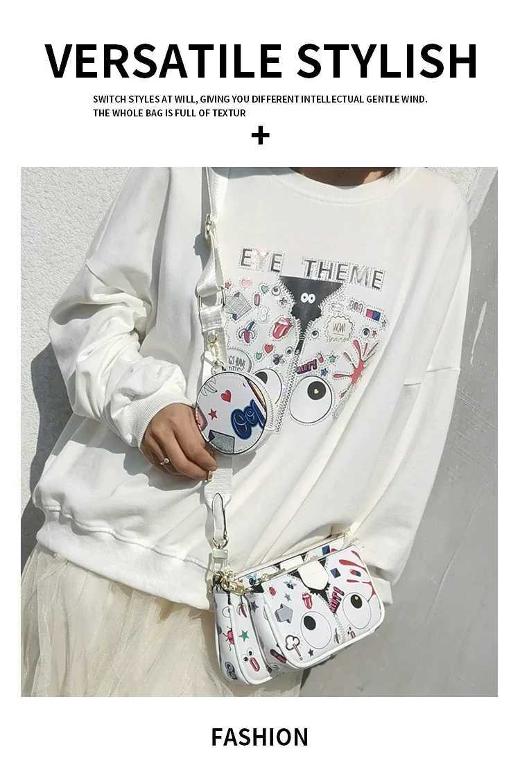 Summer Trendy Ribbon Single Shoulder Diagonal Cross Womens Printed Bag 3-Piece Set Mini Small Combination Bar Bag European and W250604