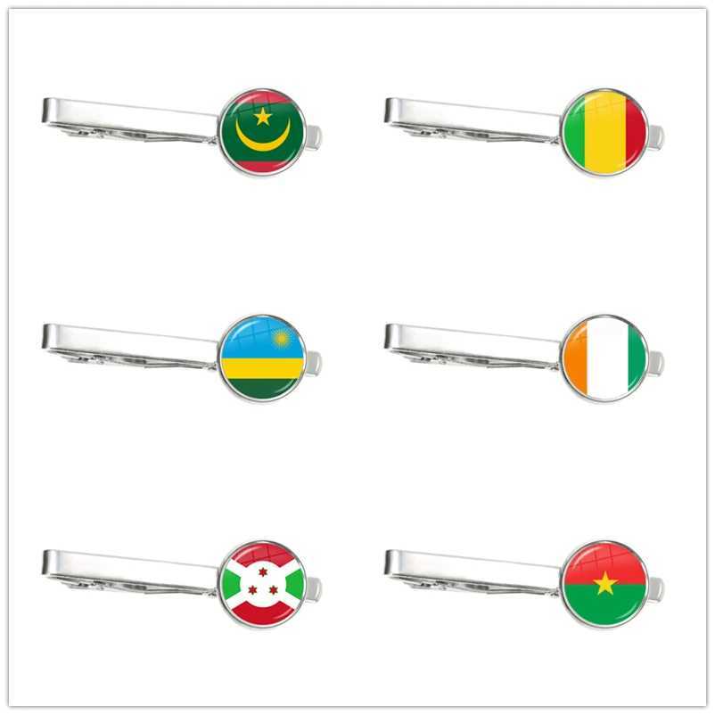 Mauritania Mali Rwanda Cote dIvoire Burundi Burkina Faso National Flag Tie Clip Ornament for Male Gentleman Gift W250604