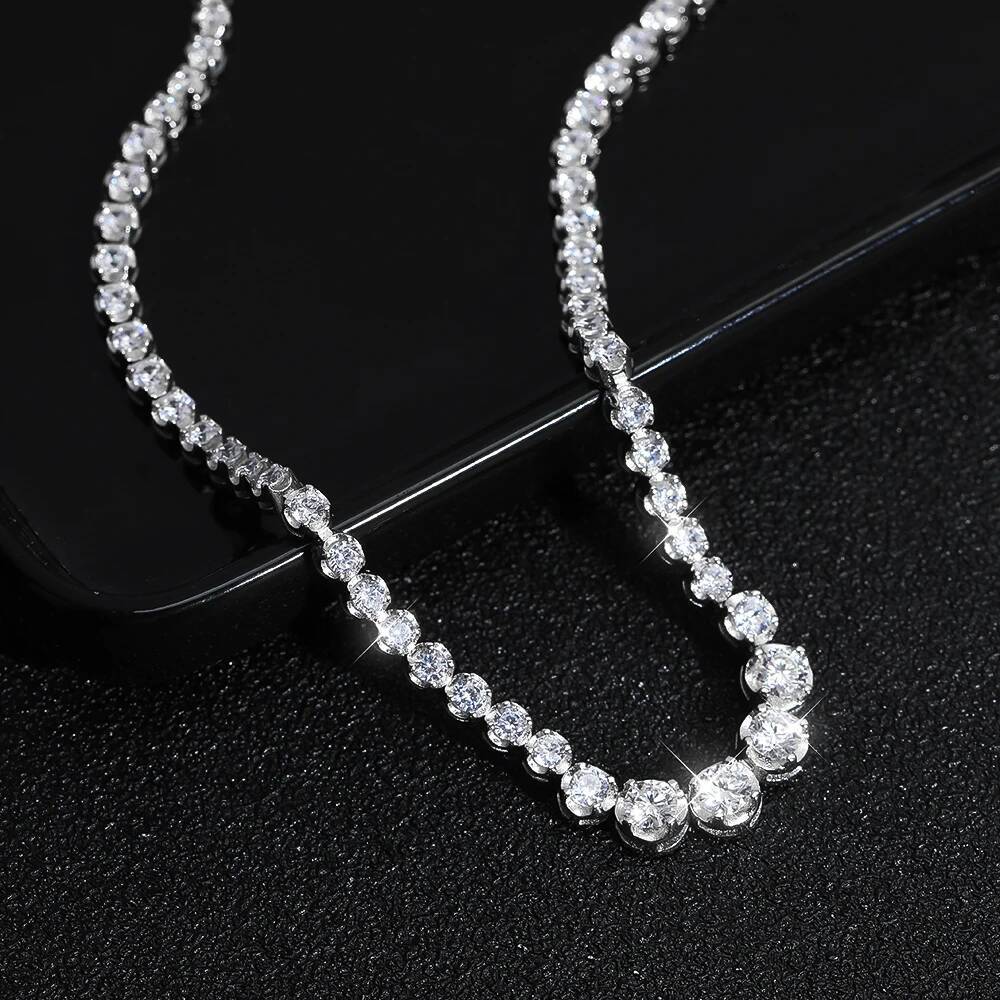 1.2ct Moissanite Tennis Choker Necklace for Women Certified Original Sterling Sier Dia Clavicle Chain Jewelry Gift