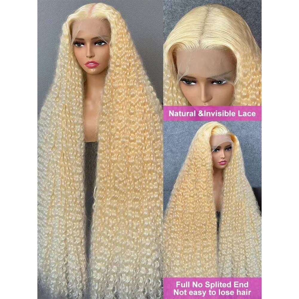 Curly 250% 13x6 HD 30 40 Inch 613 Honey Blonde Color Human Hair Wigs 13x4 Loose Deep Wave Lace Frontal Brazilian Remy Wig