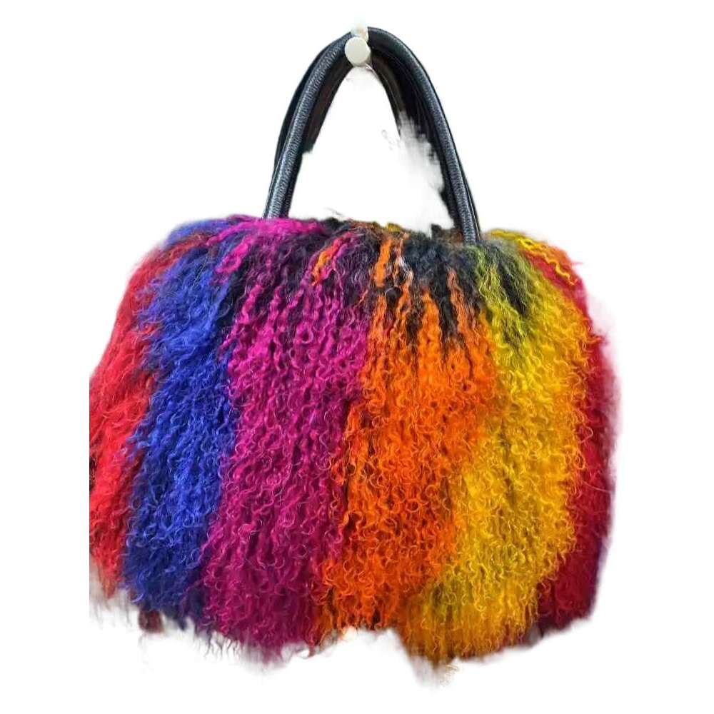 MWfur Handbag Fashion Long Hair Tote Bag Mongolian Lamb Fur Bags for Women