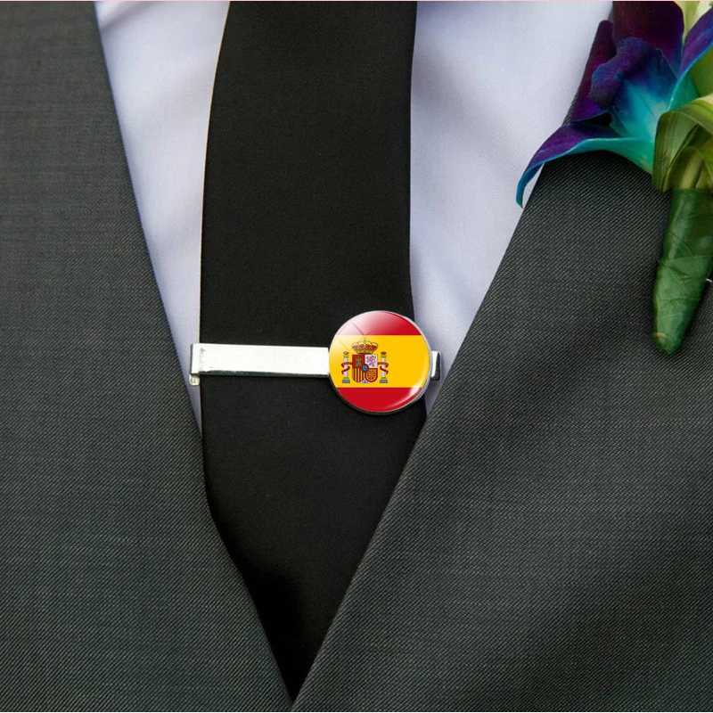 Europe Countries National Flag Tie Clips Men Fashion Metal Tie Bar Clip Spain UK France Italy Poland Flag Pins W250604