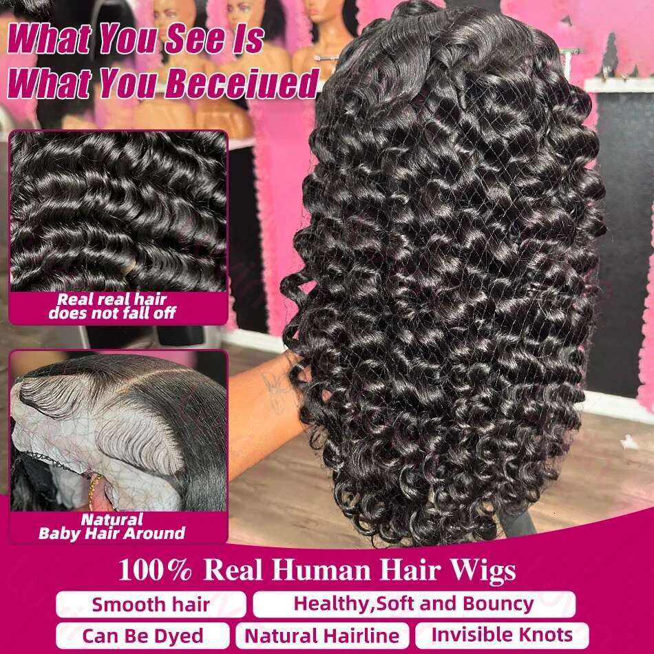 200% Loose Deep Wig Pre Cut Bleached 5x5 Wear And Go Glueless 13x4 Lace Frontal Curly Water Wave Human Hair Wigs