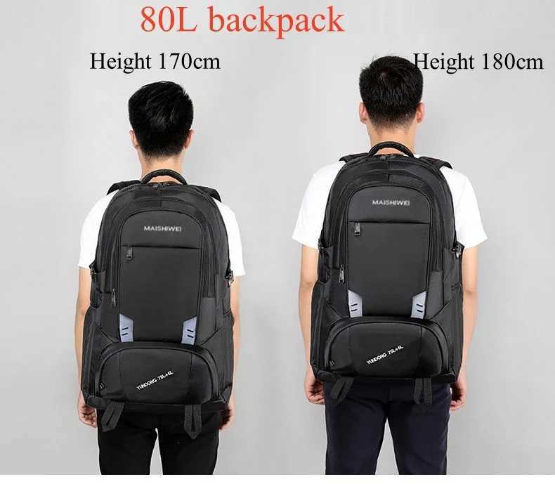 60L 80L Outdoor Hiking Sports Backpack Waterproof Oxford Large Capacity Camping Travel Bag Men Cycling Leisure Luggage Rucksack W250603