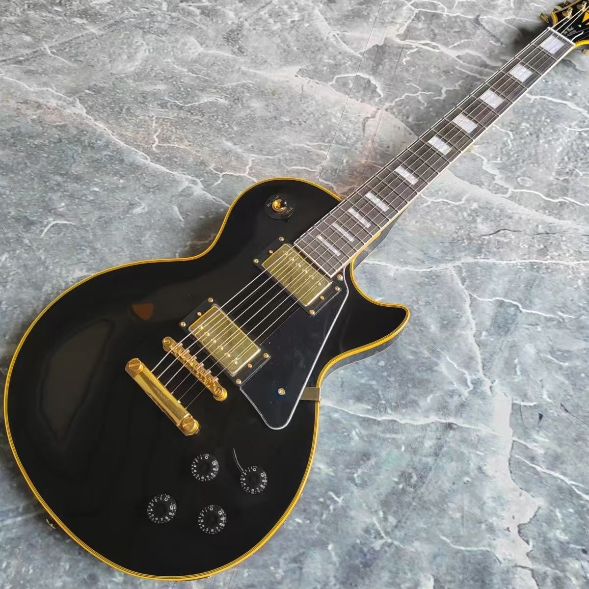 Black Finish with Yellow Trim - Fully Personalized Electric Guitar