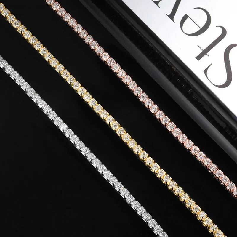 BXINY 2mm Moissanite Tennis Choker Necklace Sterling Sier for Women Adjustable Neck Chain Fine Jewelry Gifts GRA Certified