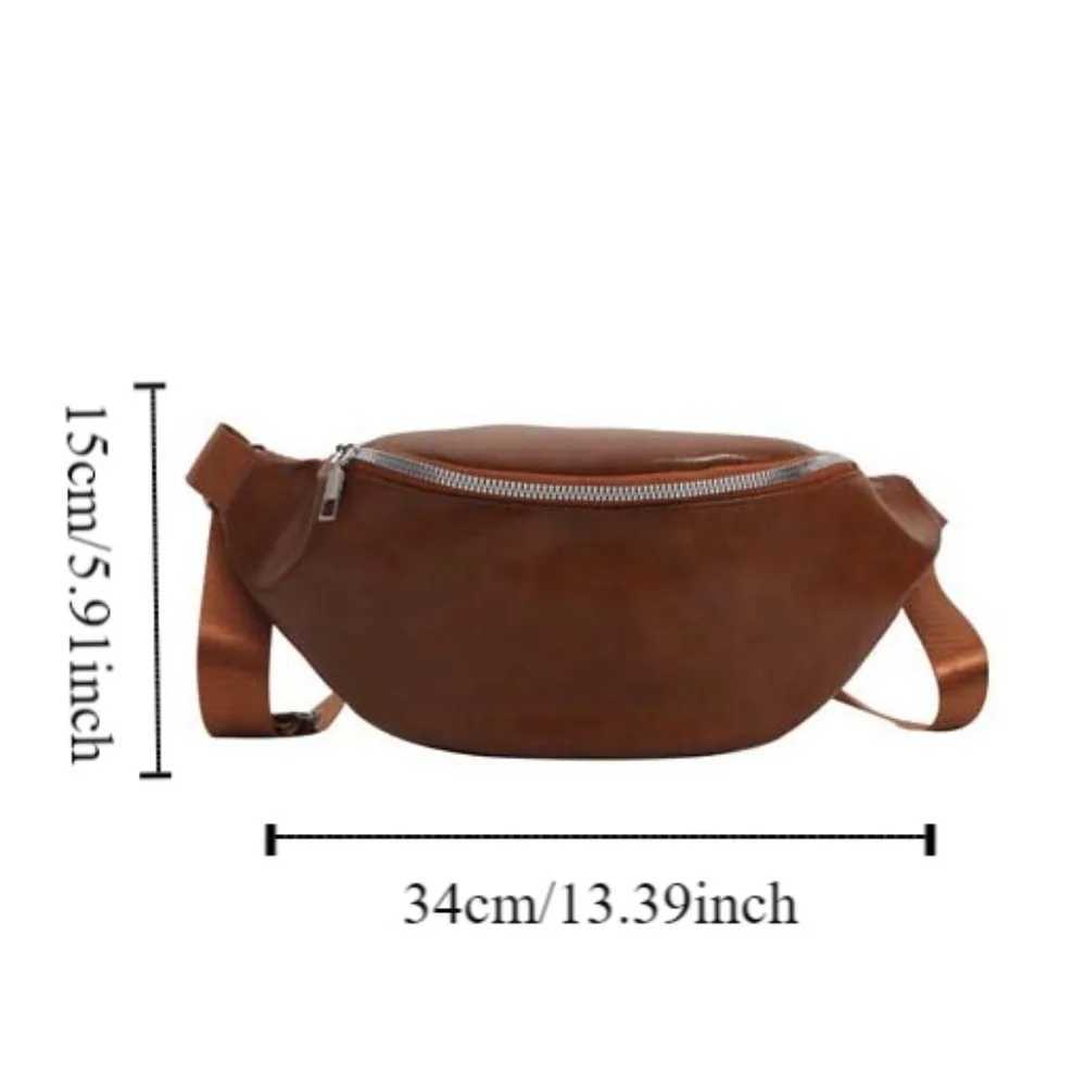 Casual Fanny Packs PU Chest Bag Solid Color Korean Style Banana Bag Large Capacity Half Moon Bag Crossbody Waist Pack Sport W250604