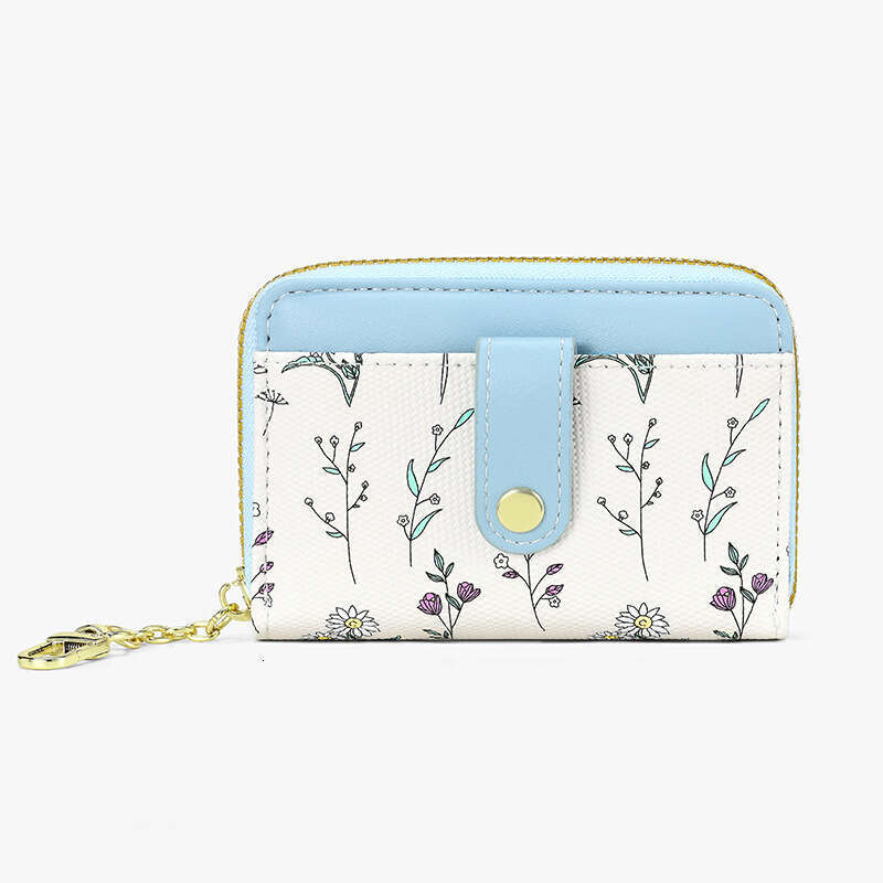 Zipper Card Holder Ins Style Simple Floral Purse Mini Small Portable Coin Storage Bag