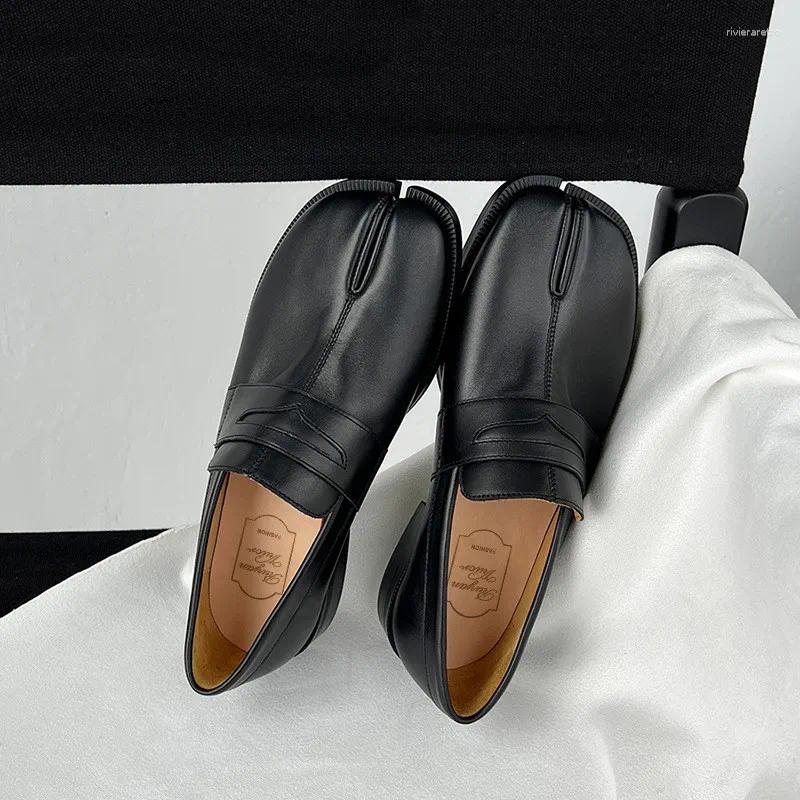 Dress Shoes Split Toe Tabi Loafers Women Single Platfrom Soft Leather Soles Solid Color Flats Casual