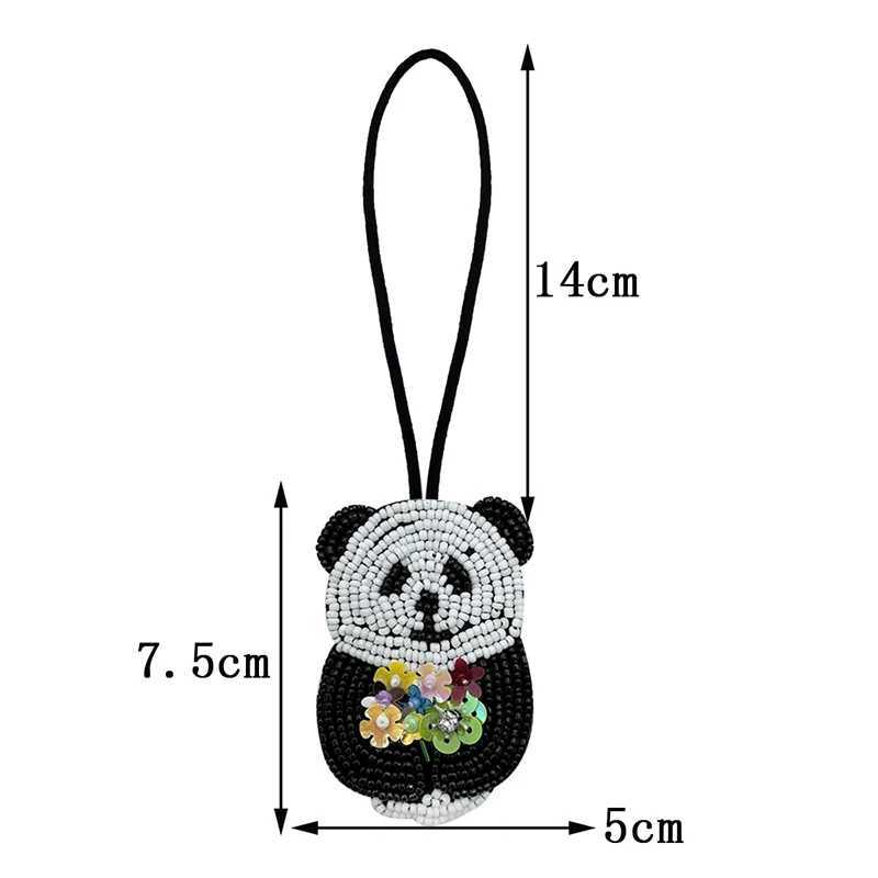 Handmade Beaded Animal Keychains Cute Panda Squirrel Parrot Hanging Rope Patch For Bag Decor Lanyard Pendant Bag Accessories W250604