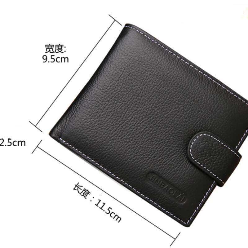 Men's Made of Genuine Leather Wallet Short Hasp Purse 2025 Male Money Clip Soft Buckle Multi Card Position Zippe