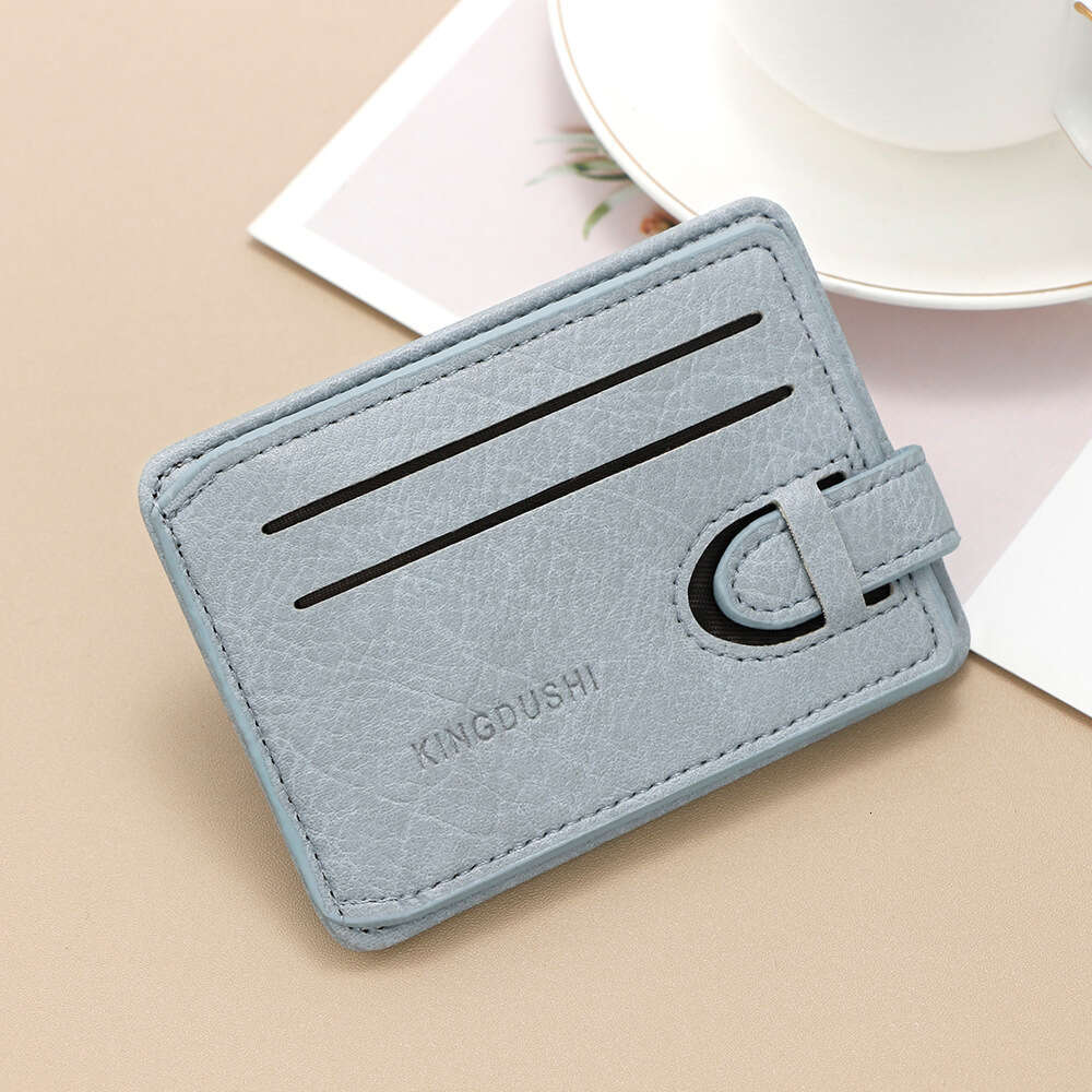 Unisex Short Card Sleeve Coin Purse Solid Color Crack Pattern Strap ID Holder