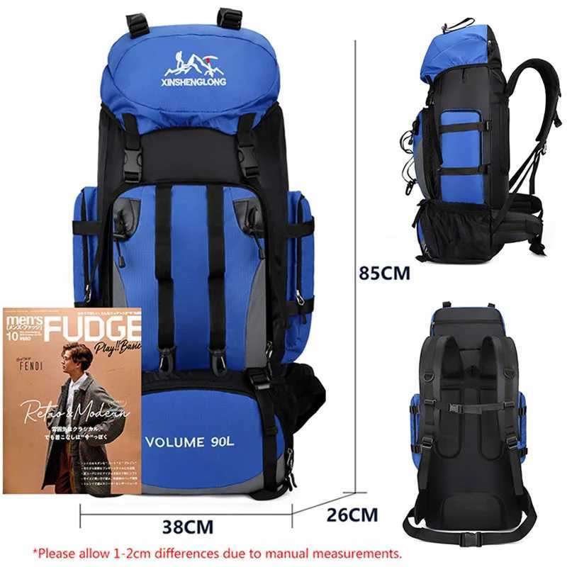 90L Waterproof Hiking Camping Backpack Trekking Bag Rucksack Large Capacity Travel Outdoor Sports Bags Camping Equipment Men W250603