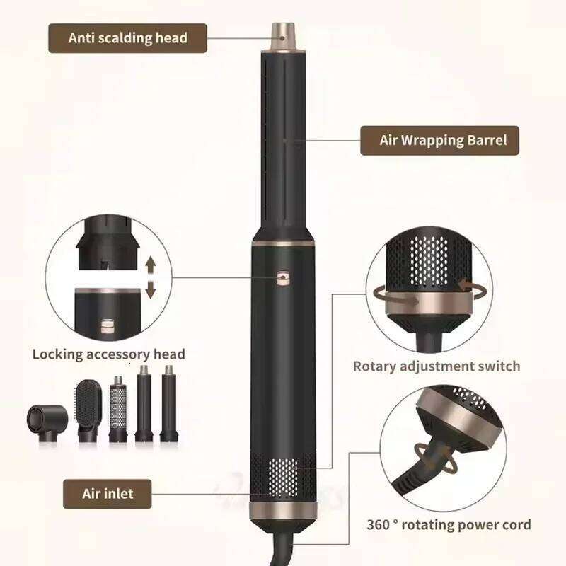 5 I N 1 Dryer 1000W Fast Drying Hairdryer Wand Professional Hot Comb Set Curling Iron Hair Straightener Styling Tool