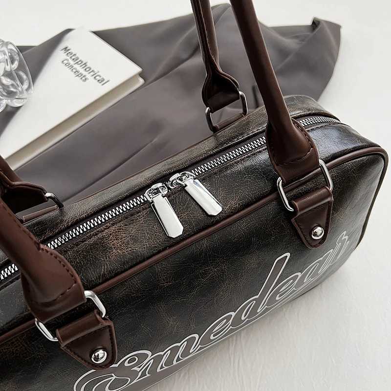 MOODS Bowling Shoder Bags For Wen Letter Print Solid Color Lg Handle Bost Bag 2025 Lat Luxury Designer Handbags Y251121